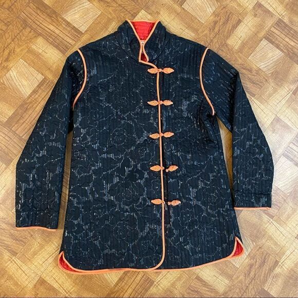 Vintage Asian quilted tunic lounge jacket L - Picture 1 of 5